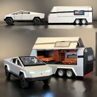 Tesla Cybertruck Diecast Off-Road Vehicle with Sound and Light, 1/32 Scale - Perfect Gift for Kids.
