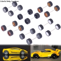 Hotwheels Car Wheels Set: 1:64 Rubber Tires with Wheel Axle - Model Car Parts for DIY Racing Toy Vehicles.
