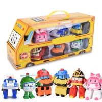 6-Piece Set of Poli Car Robot Toys - Transforming Vehicles for Kids, Cartoon Anime Action Figures - Ideal Children's Gift (Juguetes)