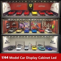 1:64 Scale LED Display Cabinet for Model Car Diorama Garage with Nissan Nismo JDM Carport Scene.