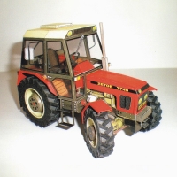 DIY 3D Paper Card Model of Czech Zetor 7745-7211 Tractor - Educational and Fun Construction Toy Set with Military Theme.