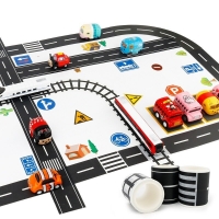 Educational DIY Railway Tape Toy Set for Kids - Includes City Parking Lot View Track and Cars - Perfect Christmas Gift!