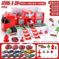 Toy Car Set for Boys - Garage Parking Lot with Alloy Trucks for 2-4 Year Olds - Includes Fire Truck and Rescue Vehicles