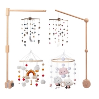 Wooden Bed Bell Baby Mobile Bracket with Sock Rattle, Crib Holder Arm Brackets for Developing DIY Accessories and Forborn Toys.