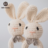 1pc Rabbit Crochet Rattle Teether Set for Babies - Wooden Toys for Mobiles, Prams, and Cribs