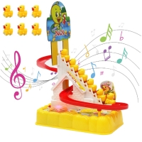 Electric DIY Rail Racing Track Toy with Small Duck and Pig Action Figures, Music and Roller Coaster for Kids Gift
