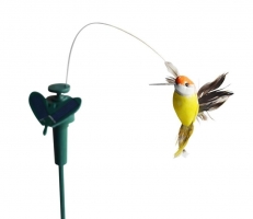 Solar Powered Fluttering Hummingbird Toy with Feather Wings and Tail