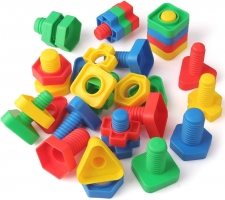 Building Blocks Set with 10/20 Screws and Plastic Insert Nuts for Toddlers - Improve Fine Motor Skills and Learning Abilities of Boys and Girls.