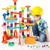 Educational Marble Run Toy Set with Catapult, Building Blocks, Slides, and Race Balls for Kids' Gift.