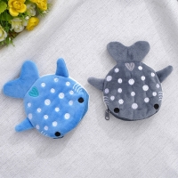 Cute Plush Shark Coin Purse for Women - 3D Zippered Headphone Bag, Key Holder and Wallet
