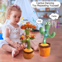 Electric Dancing Cactus Plush Toy - Knit Fabric, Talking and Dancing, Perfect Home Decor, Ideal for Kids, Baby Early Education Toy.