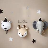 Soft Plush Animal Heads Wall Decor - Elephant, Bear, Deer, and Unicorn for Kid's Room - Perfect Birthday Gift for Babies and Girls