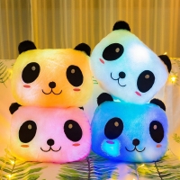 Colorful Panda LED Pillow, 35cm Soft Plush Toy, Glowing Cushion for Kids and Girls, Creative Gift Idea.