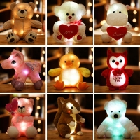 Colorful LED Light-up Stuffed Animals, 25-35cm, Ideal Gift for Kids this Christmas.