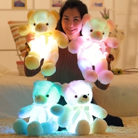 Glowing 30cm Teddy Bear Stuffed Plush Toy with Colorful LEDs - Ideal Christmas Gift for Girls and Kids.