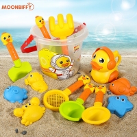 Kids Outdoor Sandbox Set - Animal and Fruit Theme Beach Playset with Bucket, Shovel, Kettle, and Toys for Babies and Children