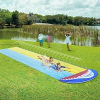 Inflatable PVC Water Slide with Sprinkler Pad for Outdoor Pool Games and Summer Fun for Kids.