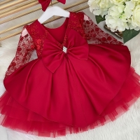 Christmas Lace Dress for Baby Girls, Elegant Princess Gown for Weddings and Birthdays, Ages 0-2