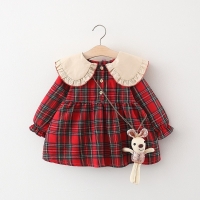 Plaid Long Sleeve Dress for Baby Girls - Perfect for Fall Birthday Parties