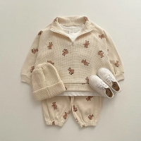 Infant Toddler Bear Clothing Set: Long-Sleeve Sweatshirt and Pants for Boys and Girls