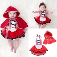 Red Hooded Tutu Romper Dress for Newborn Toddler Girls - Perfect for Parties and Cosplay (Sizes 0-24M)