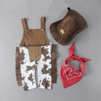 Toddler Cowboy Costume Set with Romper, Hat, and Scarf - 3 Pieces