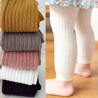 Solid Cotton Leggings for Baby Girls (0-6 Years) in Spring and Autumn
