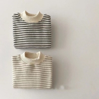 Cozy Baby Hoodies: Striped Fleece-lined Clothes with Turtleneck for Boys and Girls by Milancel.
