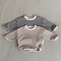 Unisex Baby Striped Sweater - Simple Autumn Pullover Cotton T-Shirt with Long Sleeves