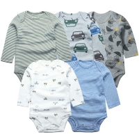 Cotton Baby Bodysuits - Long Sleeve - 3/4/5pcs - 0-24 Months - Unisex