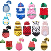 Cotton Summer Rompers with Hat for Baby Boys and Girls