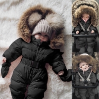 Warm Hooded Infant Romper Jacket for Winter, Unisex Baby Outfit
