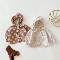 Hooded Baby Girl Coat with Heart Dots Design - Spring/Summer Outerwear for Toddlers