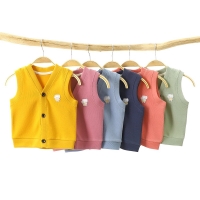 Korean Style Cotton Knitted Vest for Baby Boys and Girls - Sleeveless Toddler Cardigan in Solid Colors for Spring.