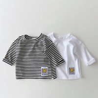 Unisex Smiley Long Sleeve T-Shirt for Babies & Toddlers - Fashionable Striped Bottoming Shirt for Boys & Girls