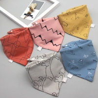 Set of 5 Cotton Baby Bibs with Cartoon Design - Absorbent and Waterproof Triangle Scarf Dribble Bibs
