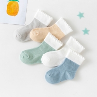 5 Pairs Baby Summer Cotton Socks for Boys and Girls (0-2 Years) - Solid Colors and Cute Patterns Available