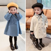Girls' Double Breasted Woolen Coat - Age 2-6 Years, Autumn/Winter Trench Jacket, Kids Outerwear for Birthdays