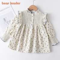Girls' Floral Cotton Blouse with Ruffles - Bear Leader Casualwear (Sizes 1-5Y)