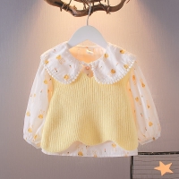 Girls Cotton Linen Cardigan Shirt with Vest - Spring/Autumn Long Sleeve Turn-Down Collar Blouse