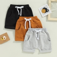 Solid Drawstring Shorts Set for Toddler Boys (0-3 Years) - Perfect for Casual and Party Wear in Spring/Summer 2023