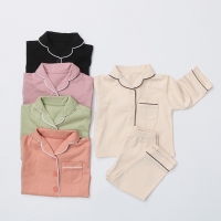 Unisex Cotton Pajamas Set for Toddlers, Solid Color, Loose-fit, 2-Piece, 0-5 Years.