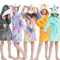 Unicorn Hooded Bathrobe for Kids - Winter Sleepwear Robe with Animal Design and Perfect Fit for Girls and Boys