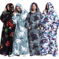 Oversized Sherpa Hoodie Blanket for Winter, Family Matching, Warm and Plush Fleece, Halloween Homewear, Avocado Design.