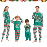 Christmas Family Pajamas Set - Letter Print Xmas Outfit with Deer+Stripe Pants Jammies and Baby Romper