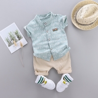 Boys Summer Outfit Set: Letter Print Shirt + Shorts for Toddler Boys 1-4 Years Old