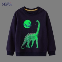 Boys' Luminous Dinosaur Sweatshirt by Little Maven - Cotton, Casual, Autumn Fashion for Kids