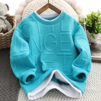 Boys' Cotton Letter Sweatshirt in Blue/Grey for Spring/Fall - Sizes 10-14