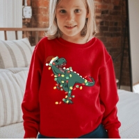 Kids' Christmas Dinosaur Sweatshirts - Long Sleeve Cartoon Hoodies for Girls and Boys Costume