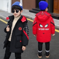 Boys' Spiderman Winter Parka Hooded Jacket with Thick Cotton Padding.